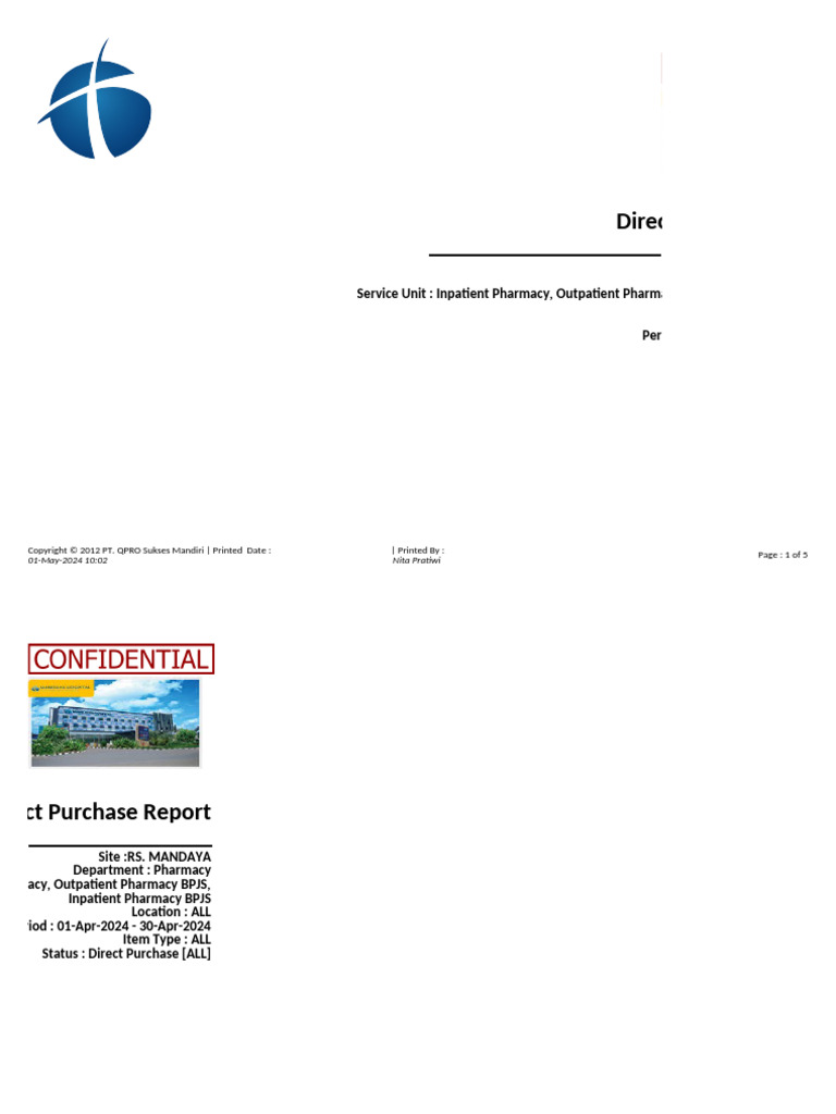 Direct Purchase Report April 2024 | PDF | Pharmacology