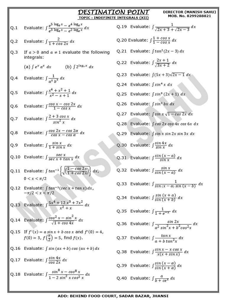 1. INDEFINITE INTEGRALS (XII) | PDF