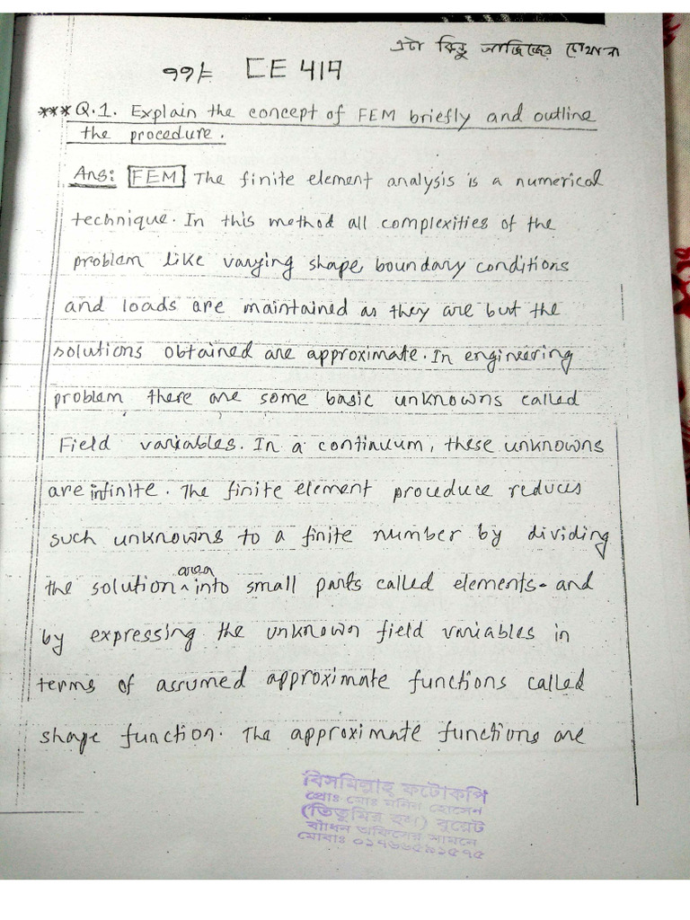 CE 419 (Ques. Answrs ND Problems) | PDF
