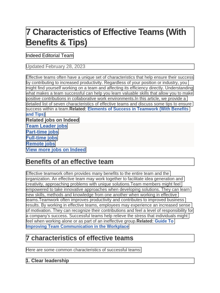 7 Key Traits of Effective Teams | PDF | Goal | Leadership