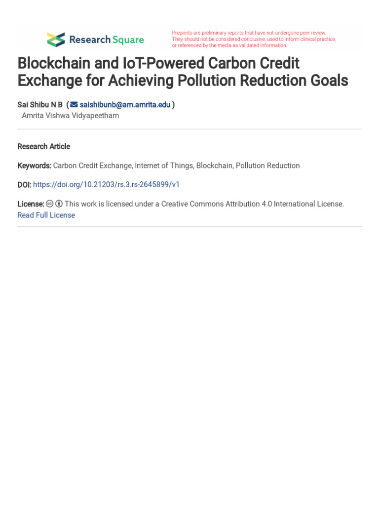 Blockchain IoT Carbon Credit Exchange | PDF | Greenhouse Gas | Climate ...
