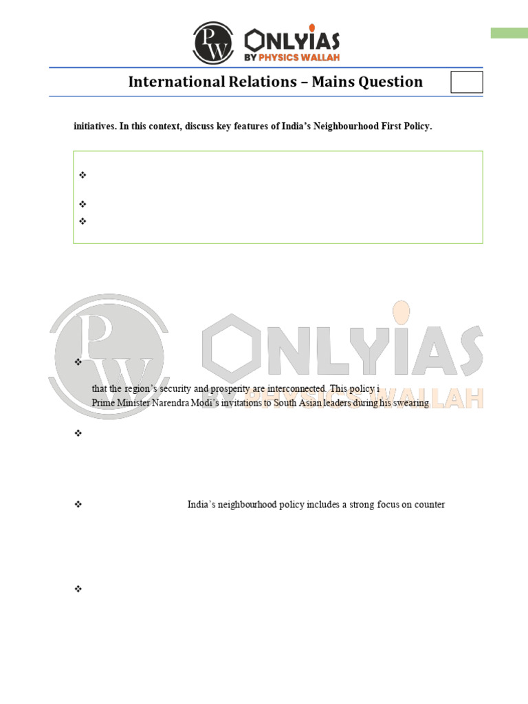 International Relations 02 - Mains Question | PDF | Politics Of Asia ...