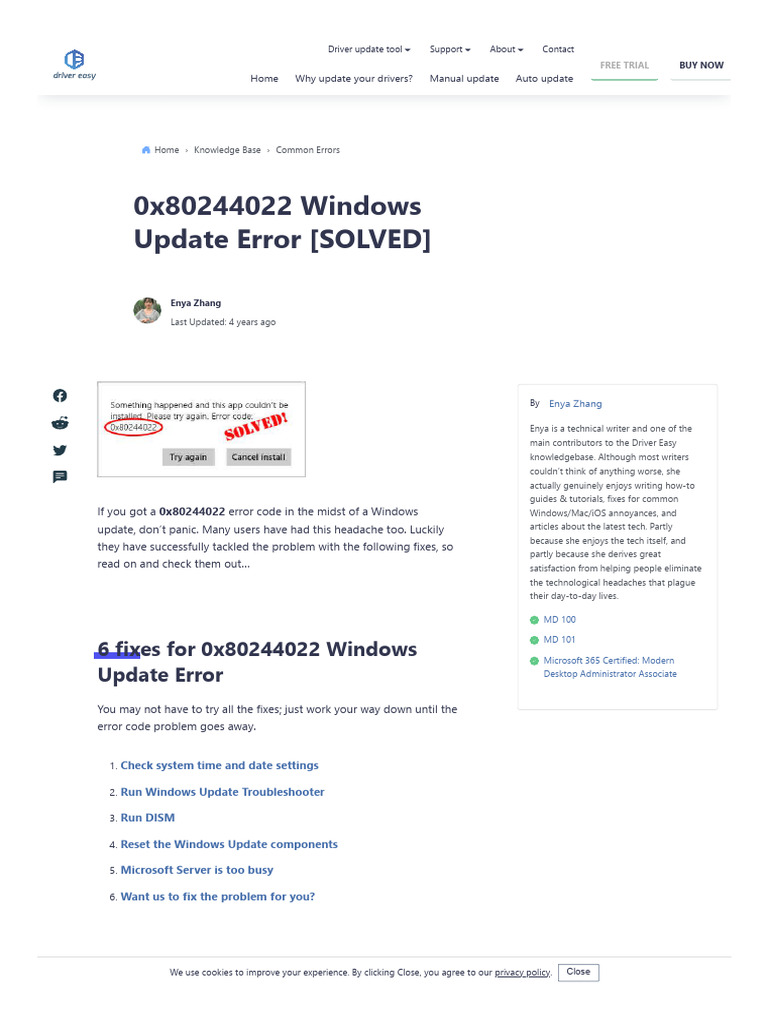 Fixing Windows Update Error 0x80244022 | PDF | Microsoft Windows ...