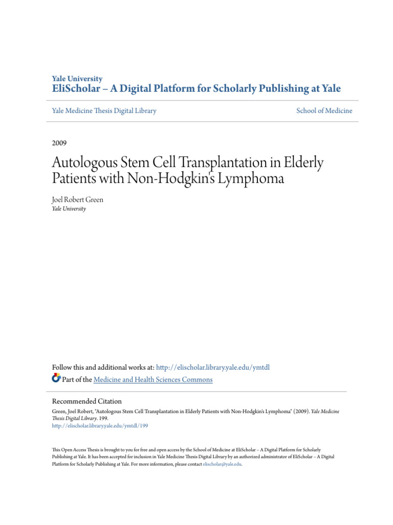 Autologous Stem Cell Transplant in Elderly NHL | PDF | Hematopoietic ...