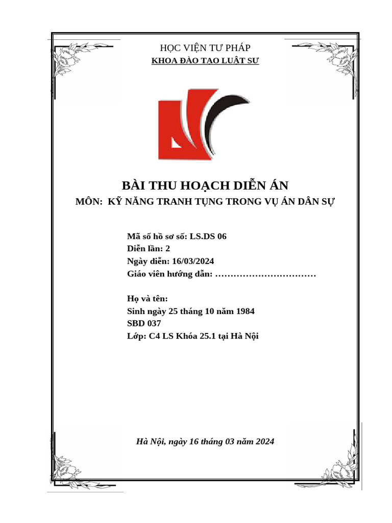 Bai Thu Hoach LS - Ds 06 | PDF