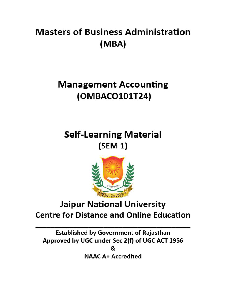 MBA Management Accounting Overview | PDF | Financial Accounting | Cost ...