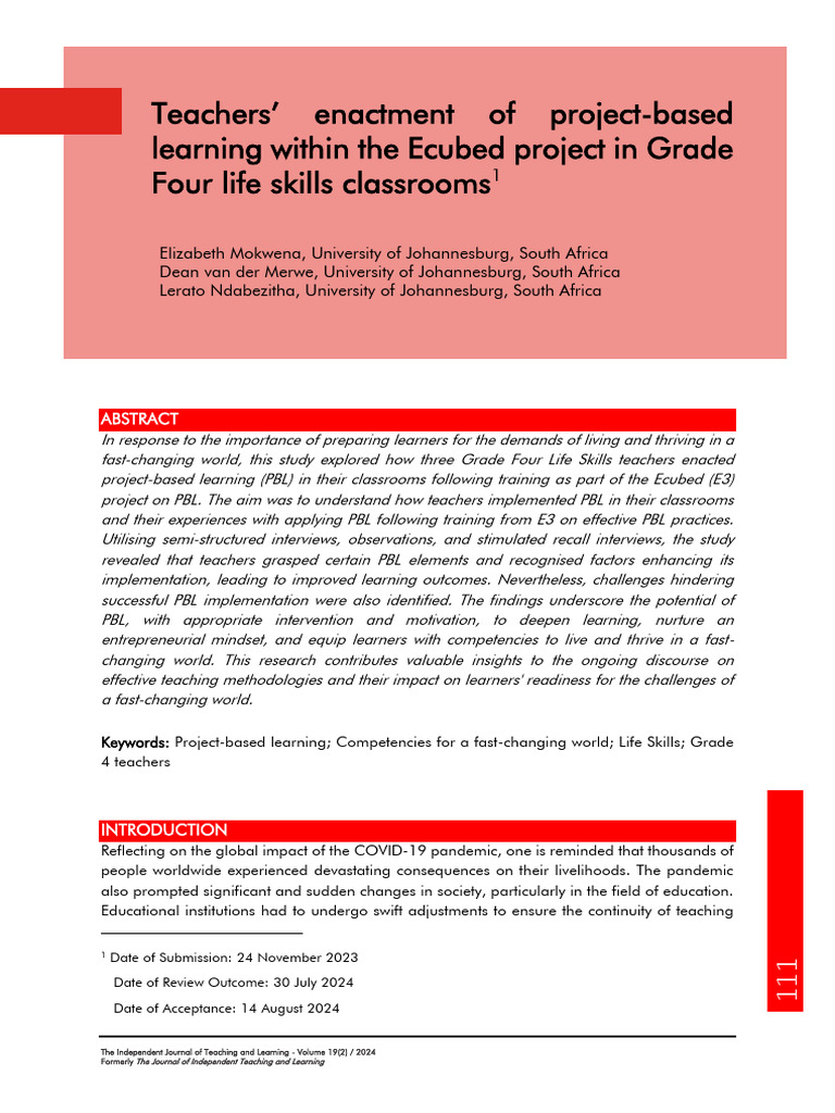 Teachers' Enactment of Project-Based | PDF | Learning | Teachers