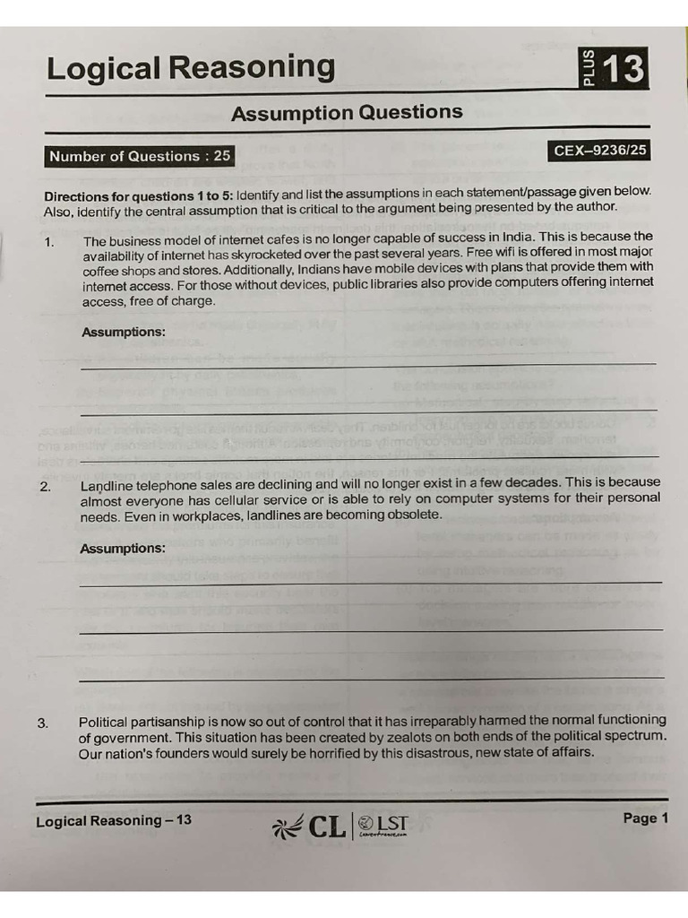 LR Assumptions Questions | PDF