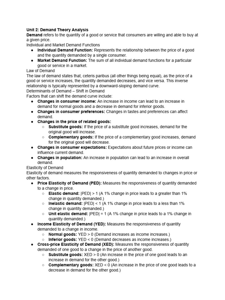 Unit - 2 - Demand Theory Analysis - Individual and Ma.. | PDF | Demand ...