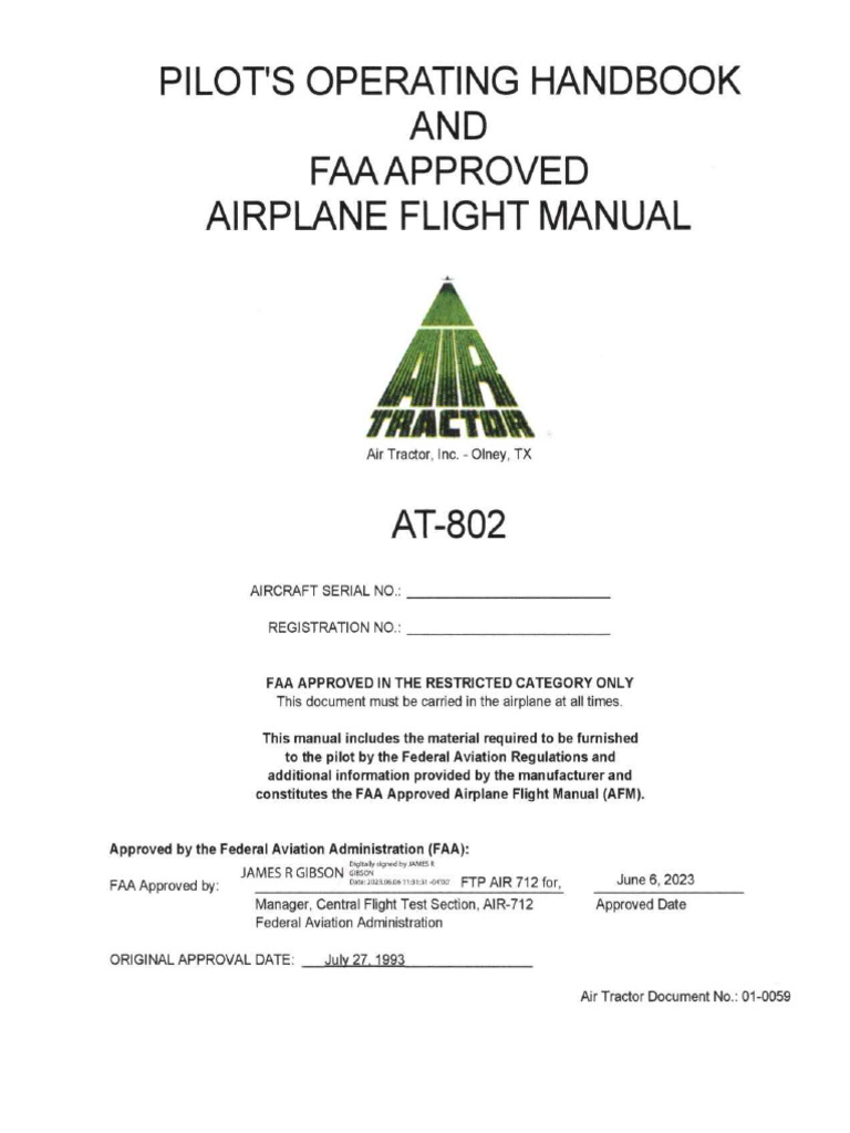 AT-802 Airplane Flight Manual Overview | PDF | Horsepower | Aircraft