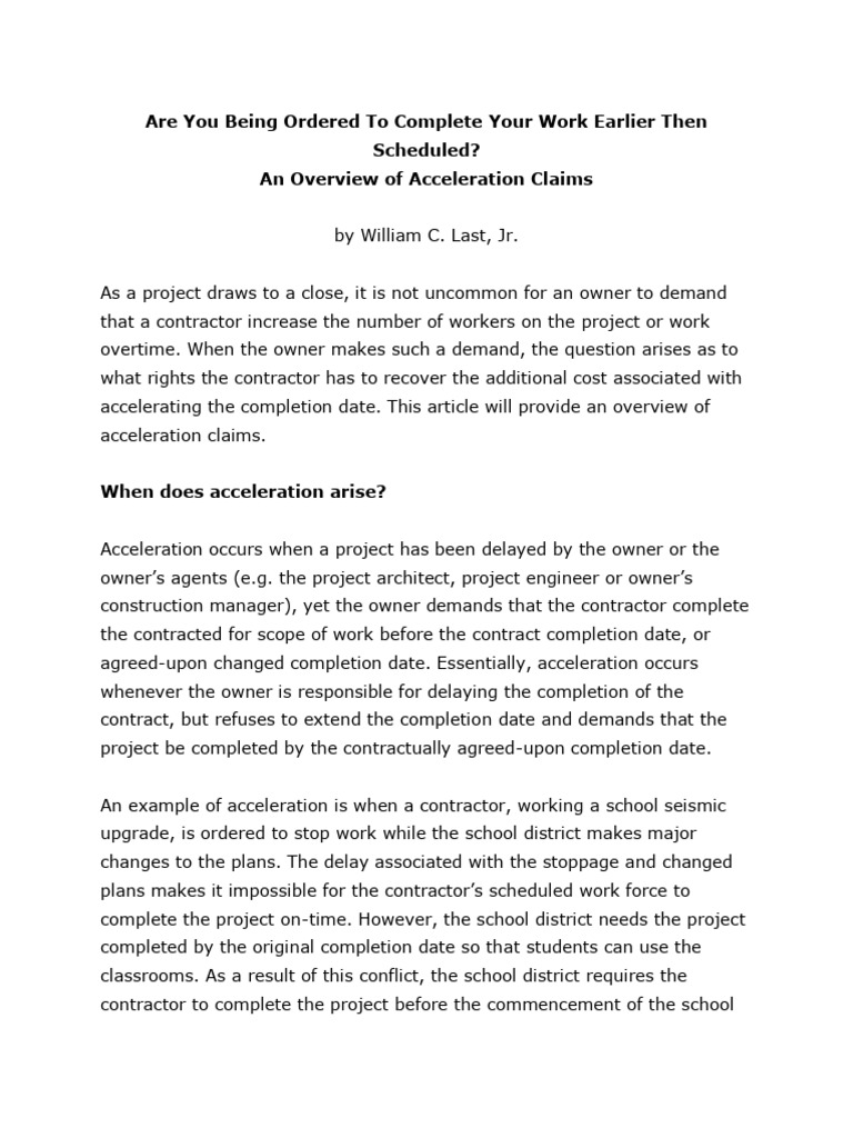 Notes - How to claim for acceleration cost- [Last] | PDF | Cost ...