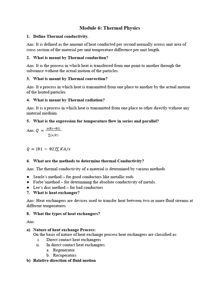 Module 6 Thermal Physics | PDF | Heat | Heat Transfer