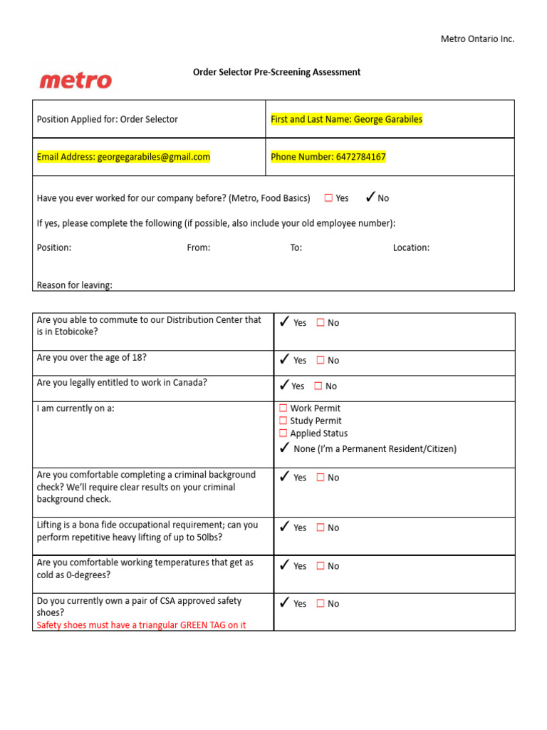 FT-PT Pre-Screen - Docx New | PDF