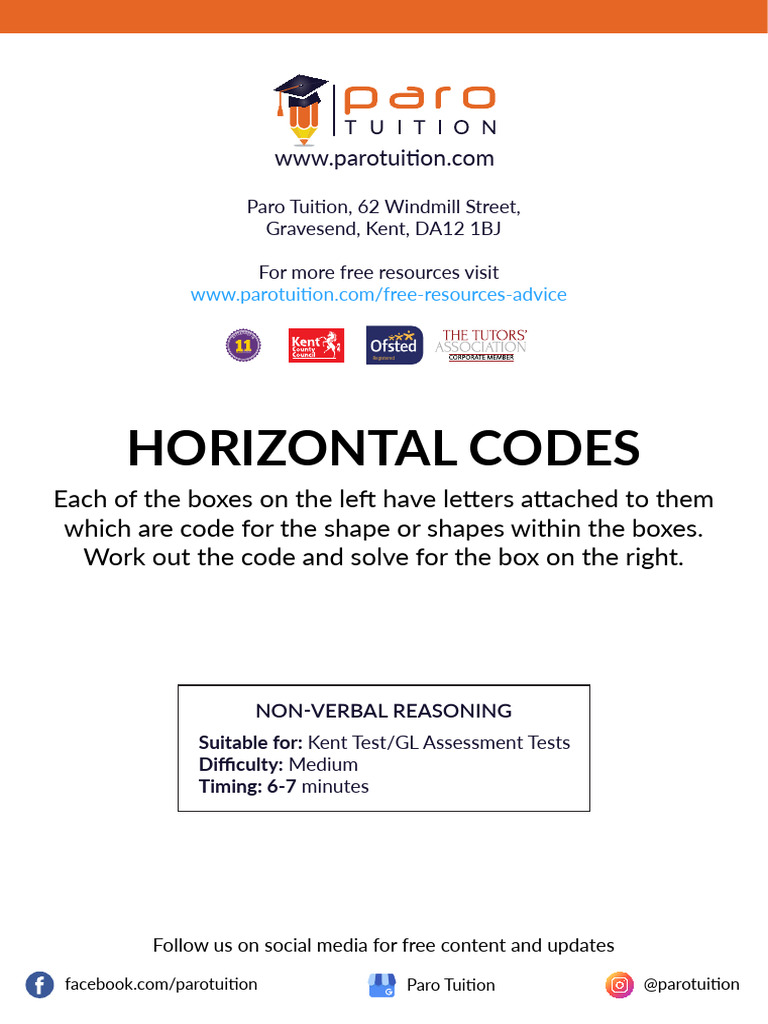 Horizontal Codes Worksheet | PDF