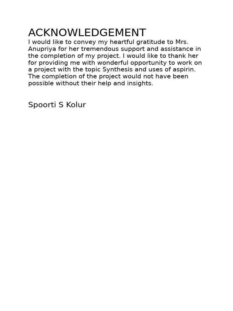 Gratitude for Aspirin Project Support | PDF