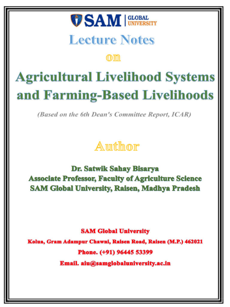 Role of Agricultural Livelihood Systems in India | PDF