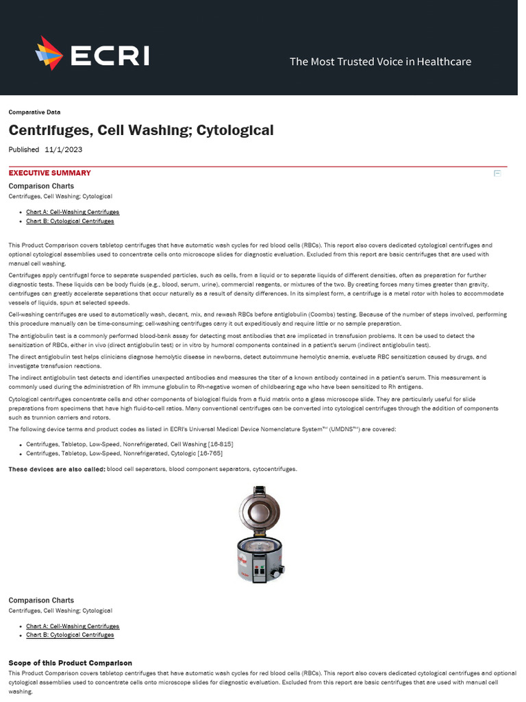 Centrifuge Comparison for Cell Washing | PDF | Centrifuge