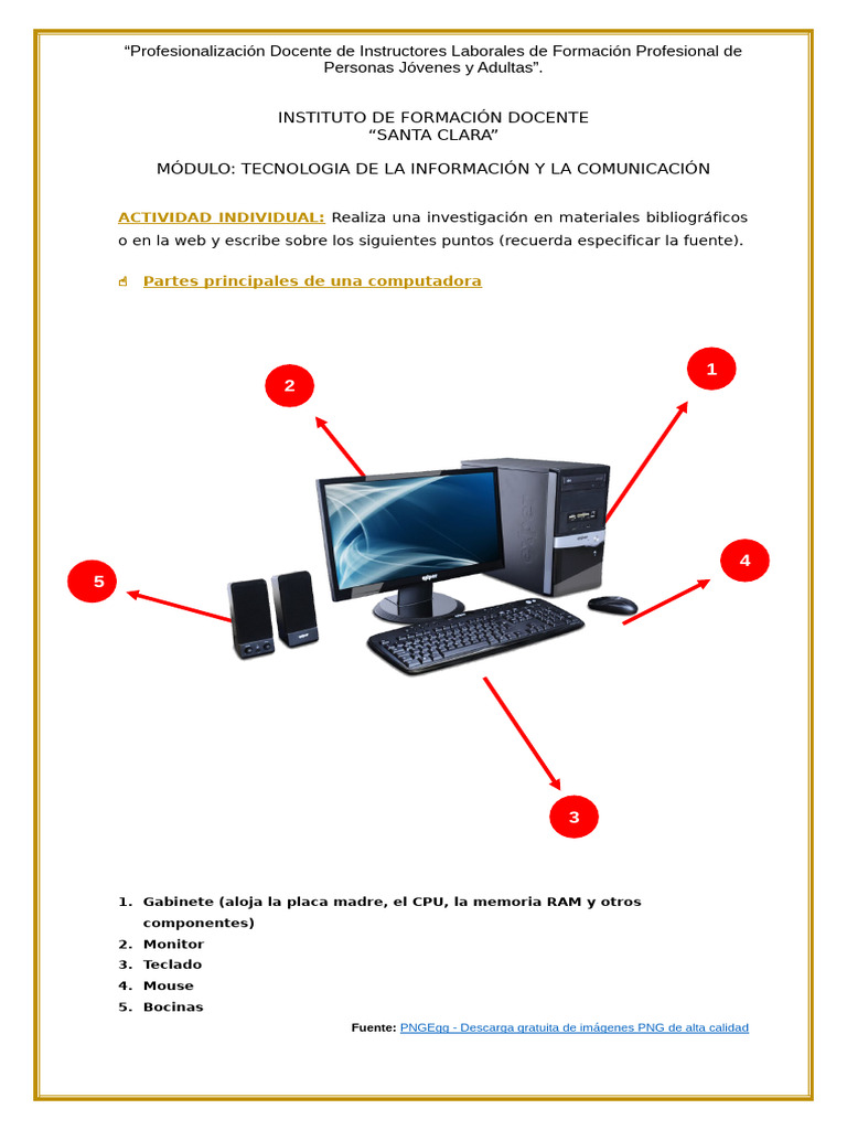 Actividad Clase 1 Tic | PDF | Hardware de la computadora | Periférico