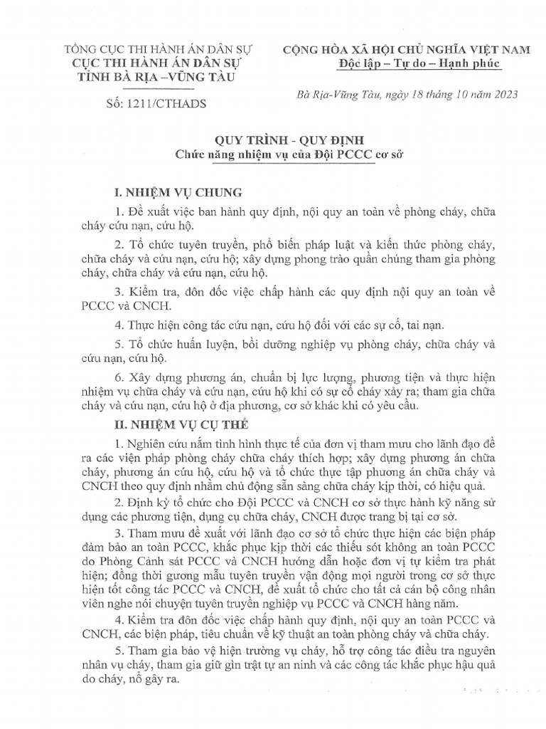 1211 - Quy Trình PCCC | PDF