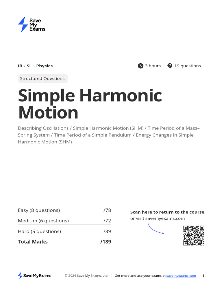 Simple Harmonic Motion Exam Guide | PDF | Oscillation | Pendulum