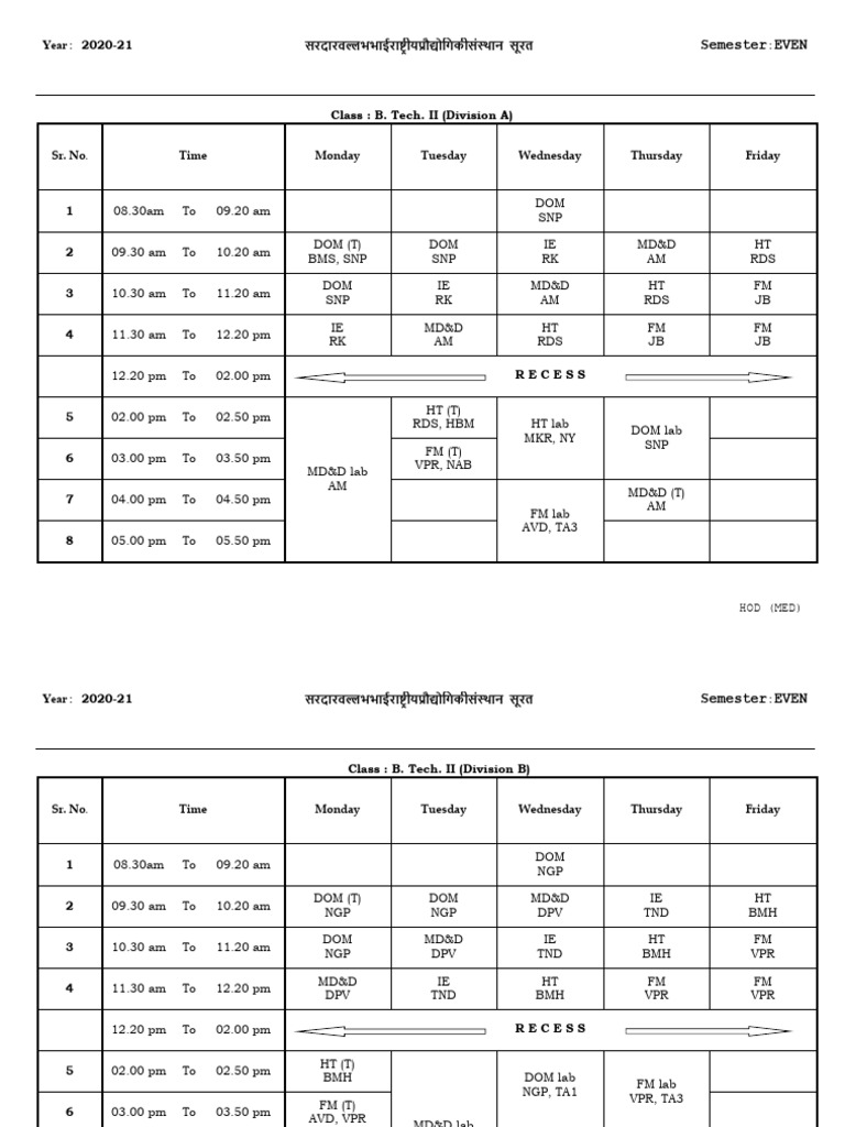 Classroomwise Timetable MED | PDF