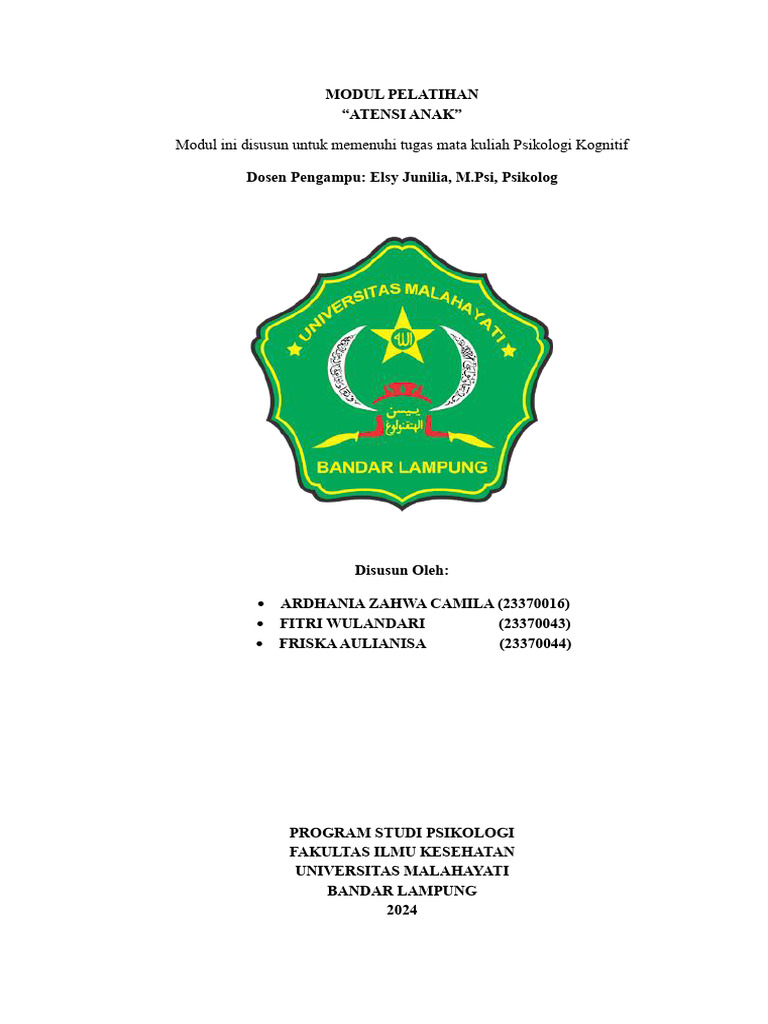 Pelatihan Atensi Anak untuk SD | PDF