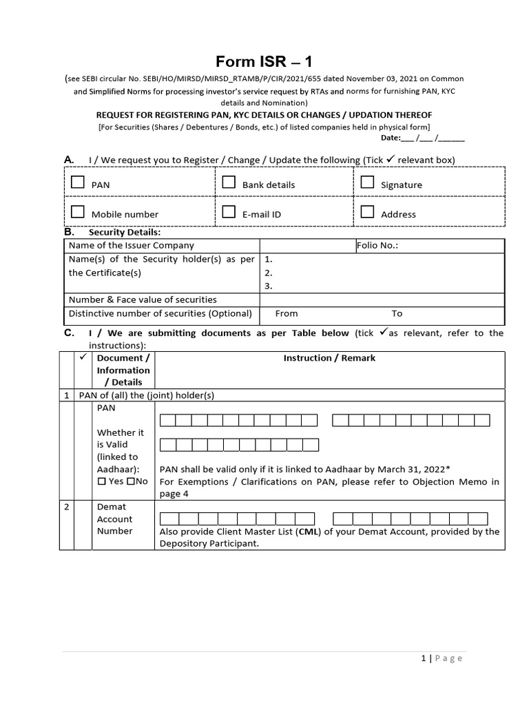 Form ISR 1 | PDF | Securities (Finance)