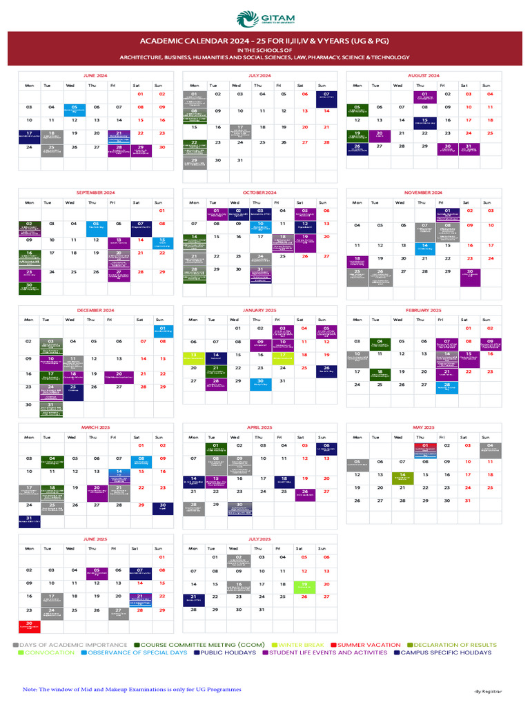 GITAM Academic Calendar 2024-25 | PDF | Observances | Religious Festivals