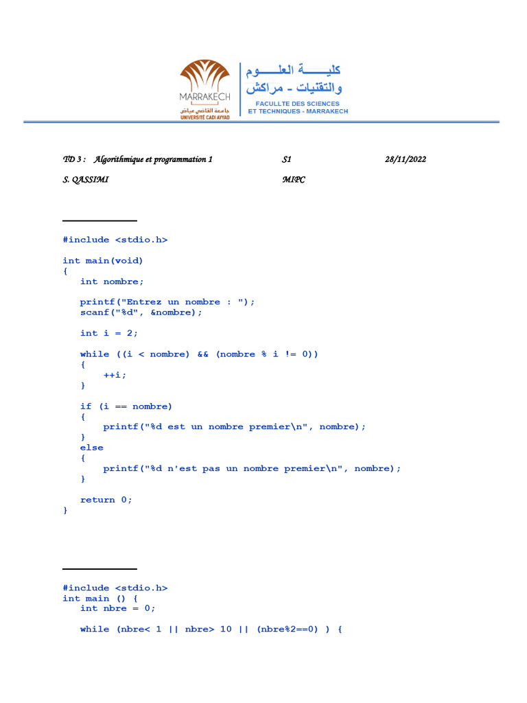 Exercices de programmation en C | PDF | Programmation informatique ...