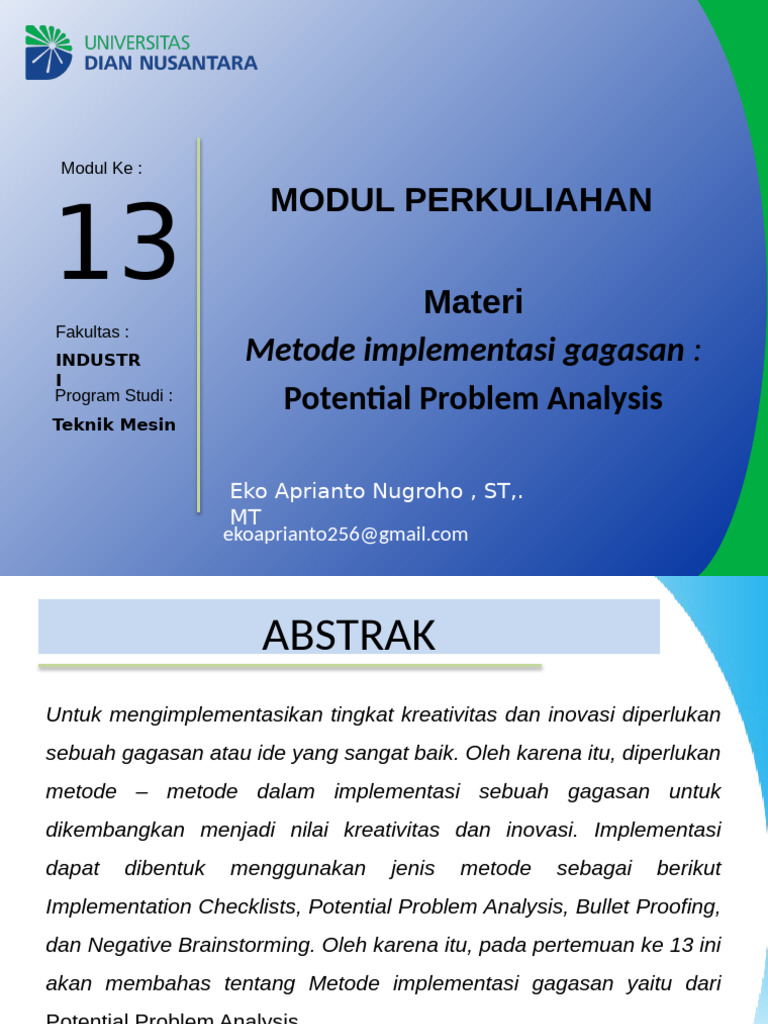Metode Potential Problem Analysis dalam Inovasi | PDF