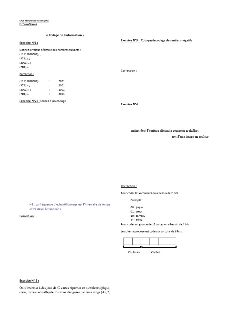 Exercices de codage et décodage binaire | PDF | Bit | Codage des caractères