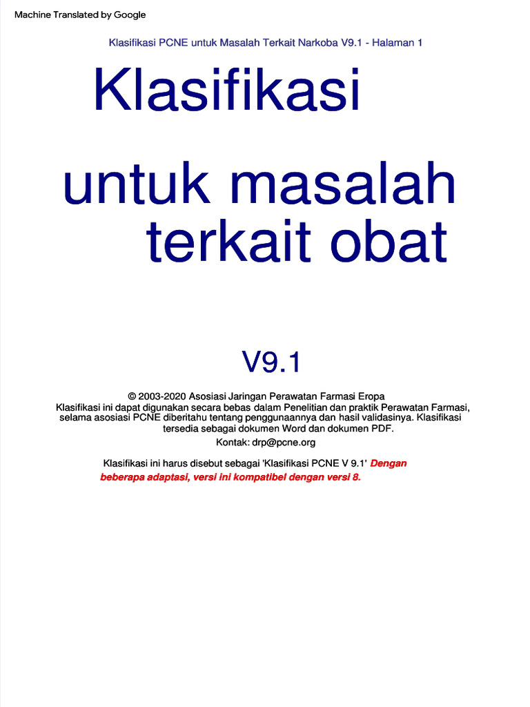Klasifikasi PCNE V9.1 untuk DRP | PDF
