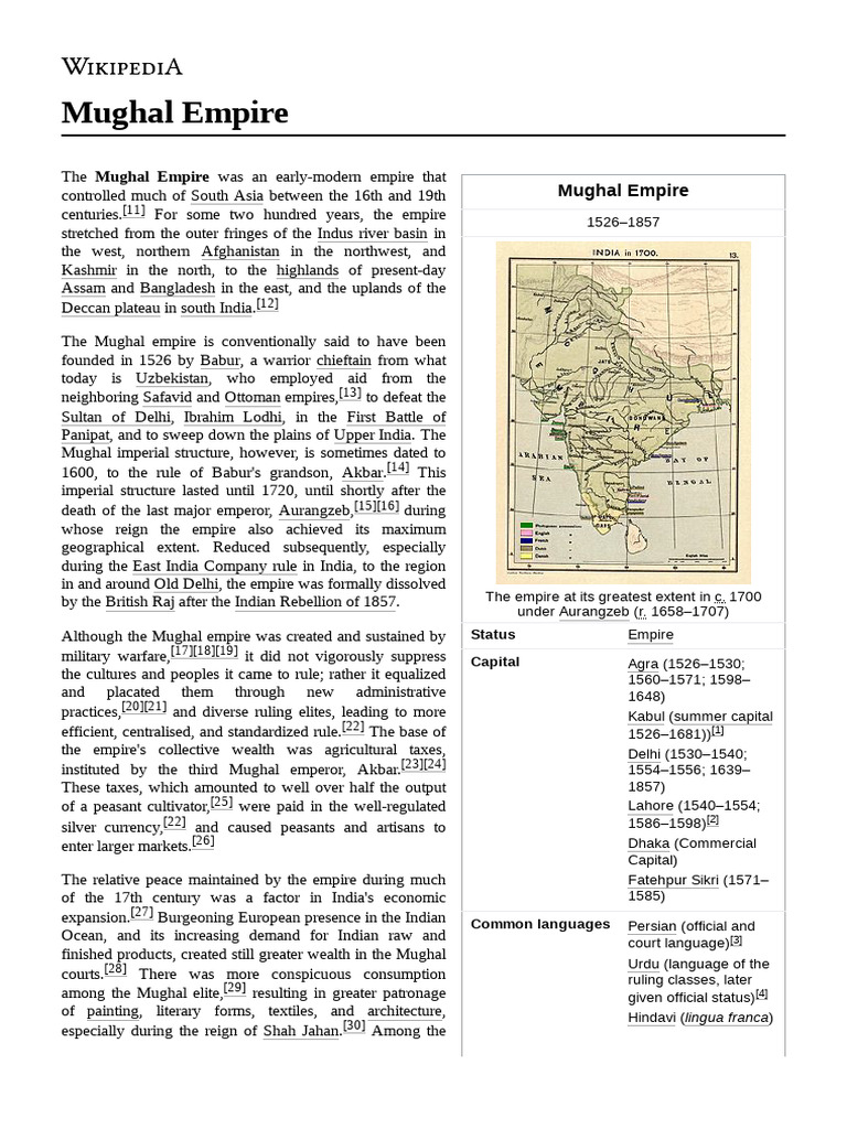 Overview of the Mughal Empire (1526-1857) | PDF | Mughal Empire