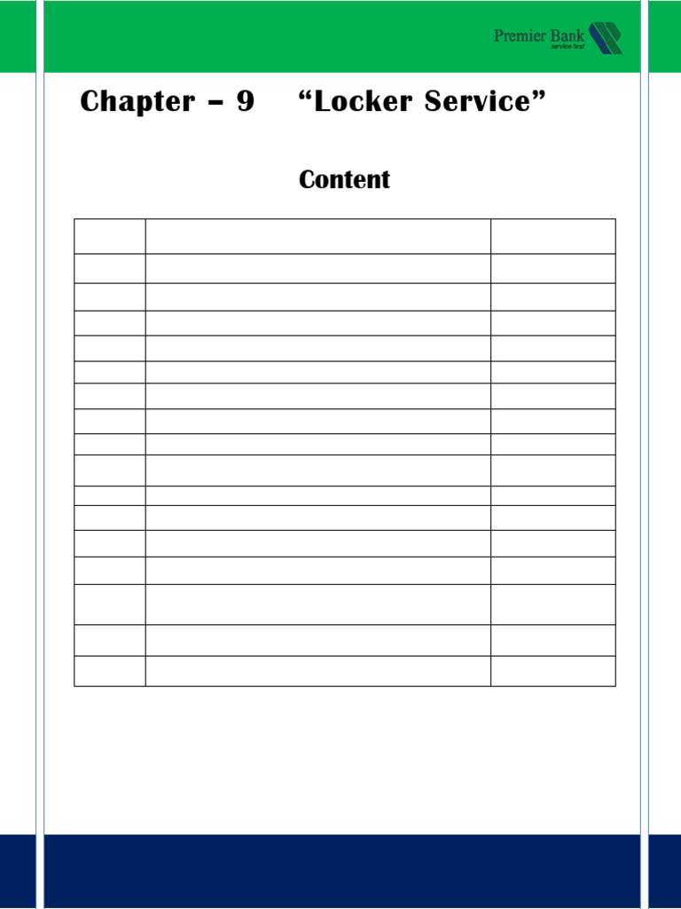 Chapter 9 Locker Services Premier Bank | PDF | Renting | Identity Document