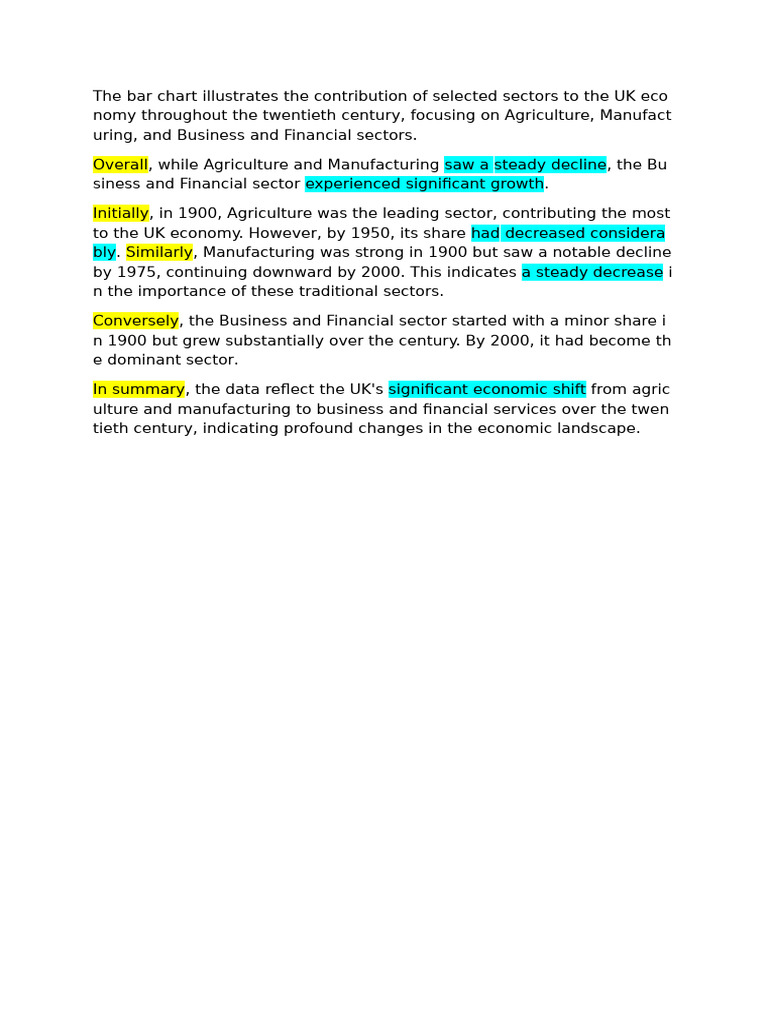 UK Economic Sector Changes: 1900-2000 | PDF