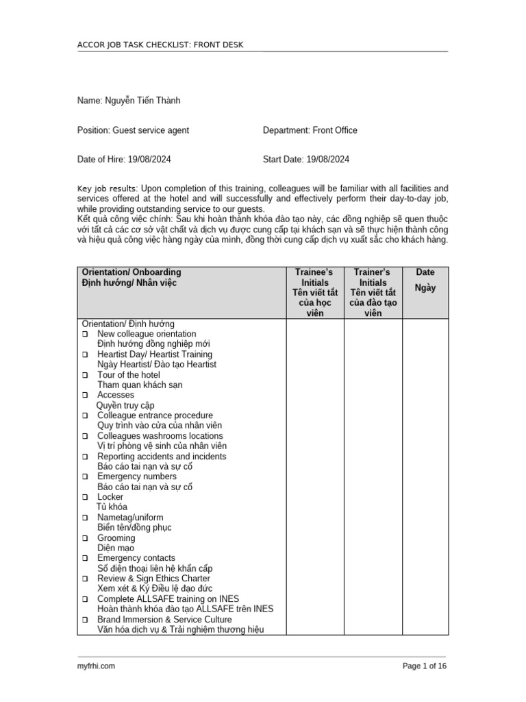 Front Desk | PDF