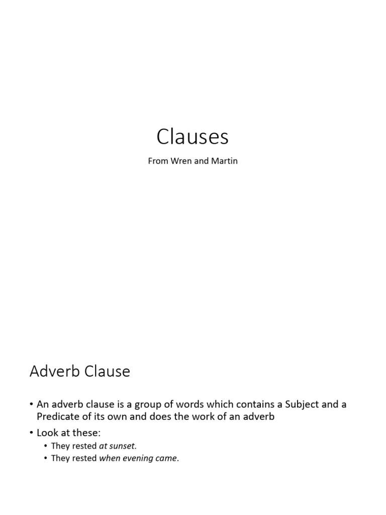 Understanding Adverb, Adjective, and Noun Clauses | PDF