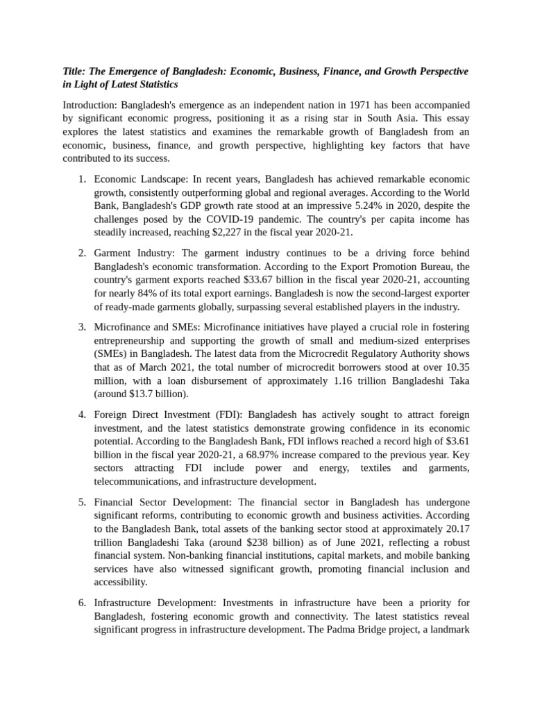 Economic Indicators: Bangladesh | PDF | Sustainability | Sustainable ...