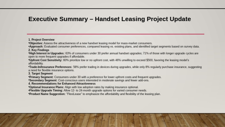 Executive Summary - Handset Leasing Project Update | PDF