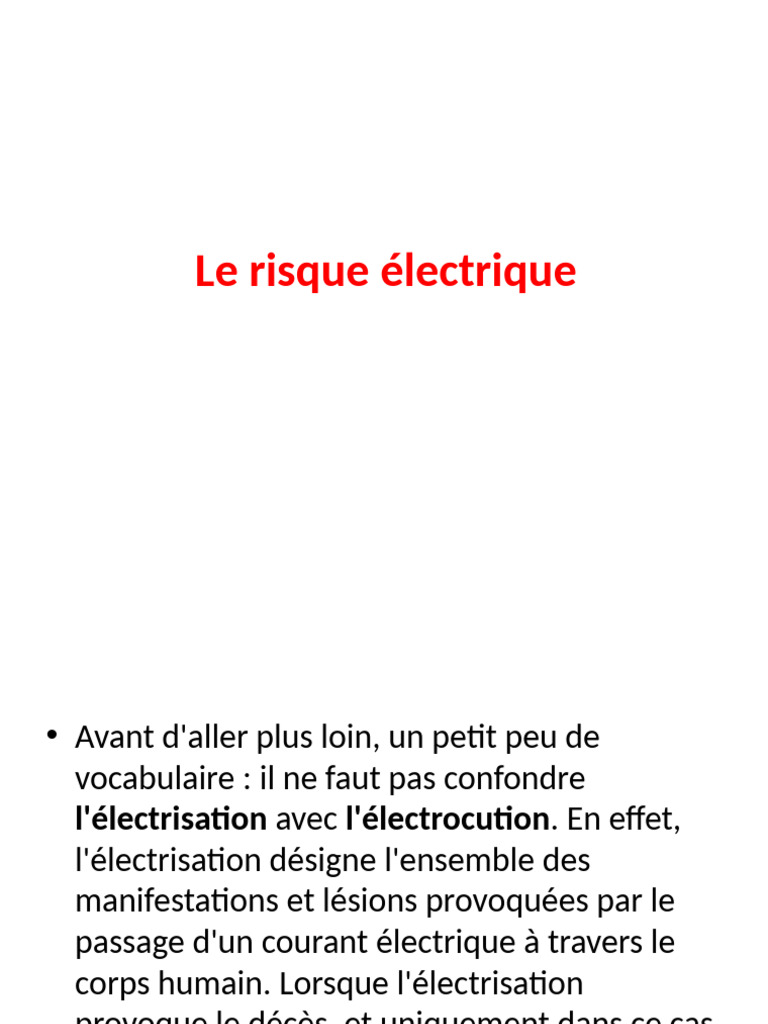 Risques et prévention de l'électrisation | PDF | Électrotechnique ...