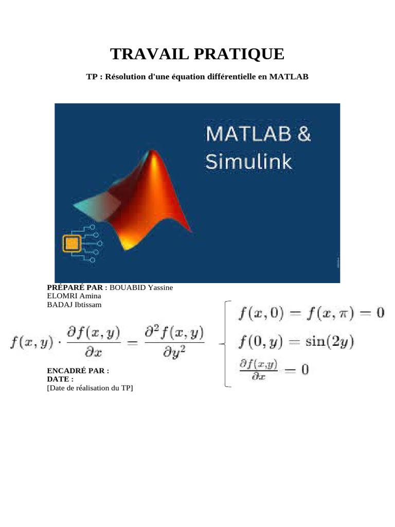 Résolution d'équation différentielle MATLAB | PDF | Équation ...