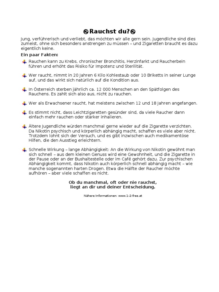 Rauchst Du Ein Paar Fakten