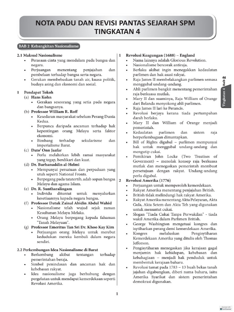 Nota Padu Sejarah Tingkatan 4 Bab 2 | PDF