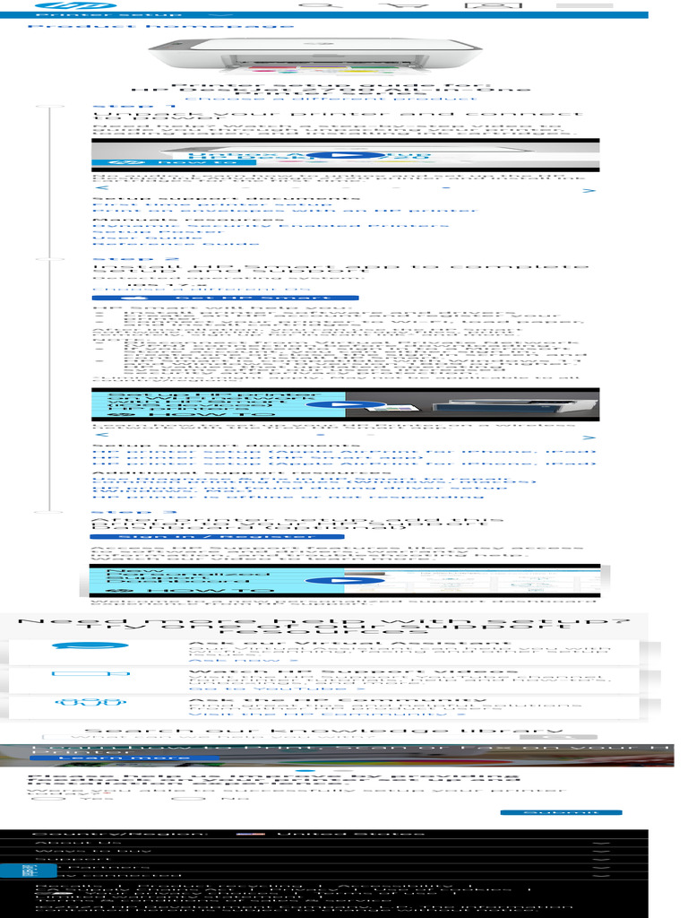 HP DeskJet 2700 Setup Guide | PDF | Printer (Computing) | Hewlett Packard