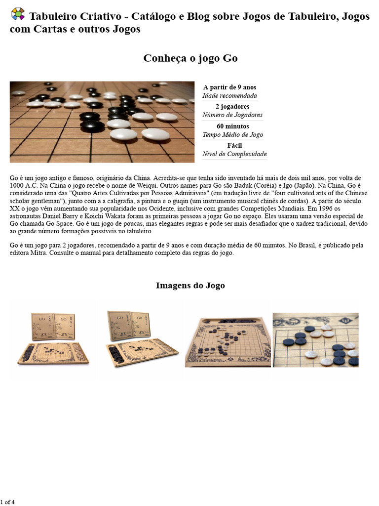 Jogo Go: Regras e Estratégias | PDF