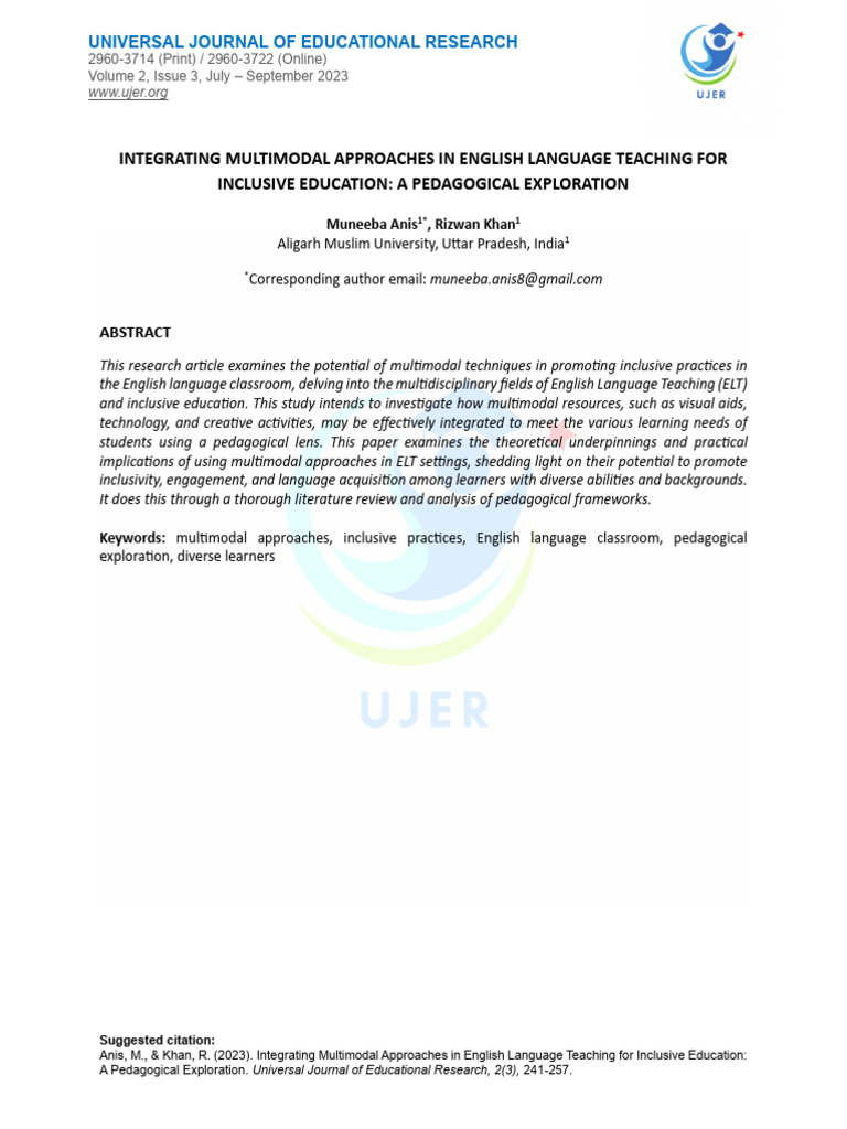 Multimodal Strategies for Inclusive ELT | PDF | Pedagogy | Inclusion ...