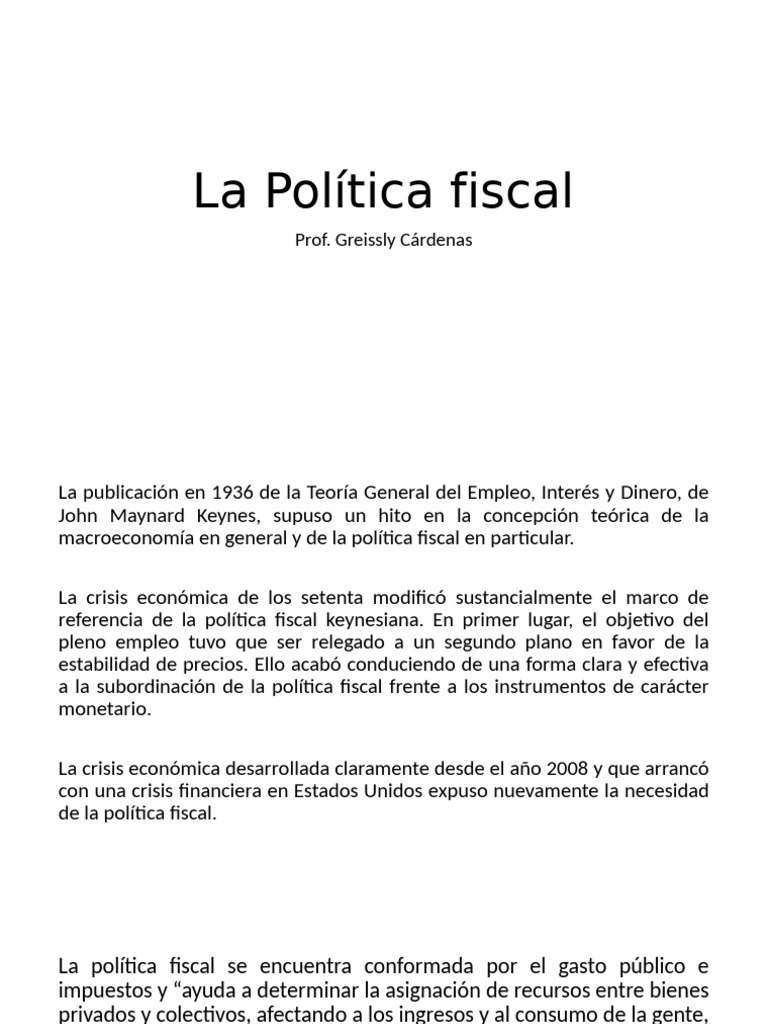 Estructura de la Política Fiscal en Colombia | PDF | La política fiscal ...