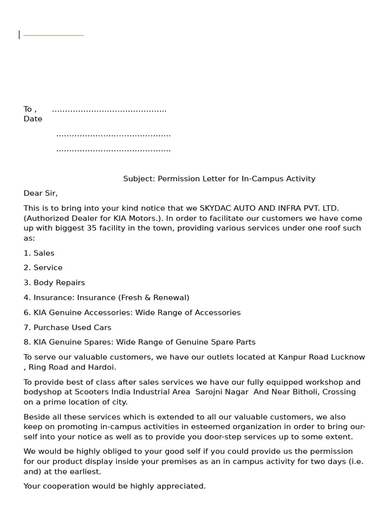 In-Campus Activity Permission Request | PDF
