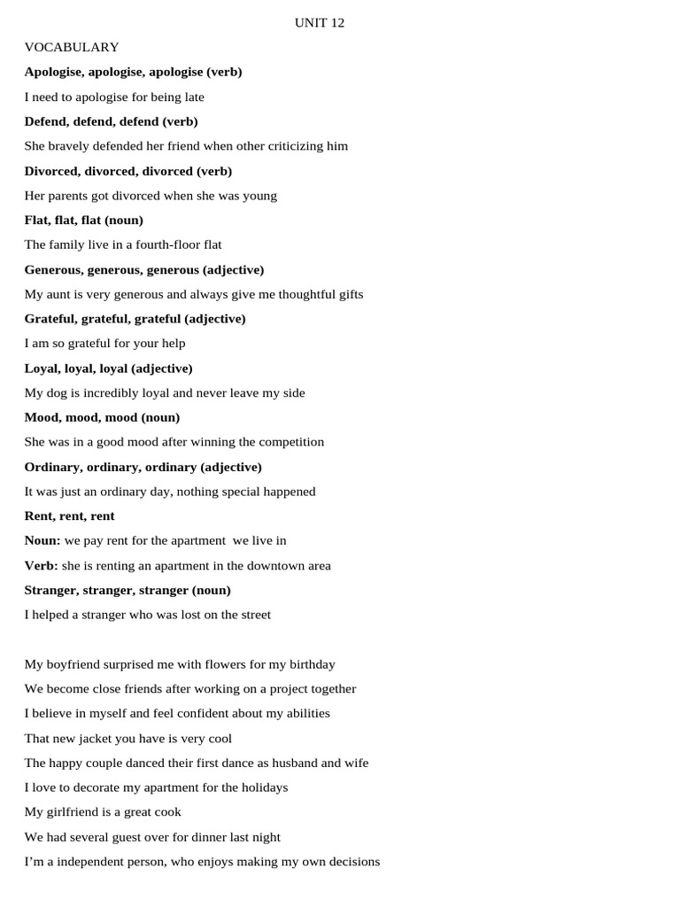 Vocabulary and Phrasal Verbs Guide | PDF | Adjective | Noun