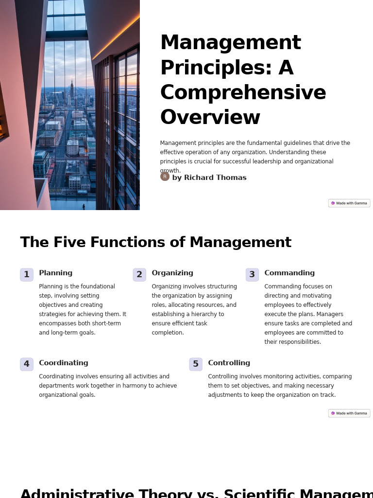 Management Principles A Comprehensive Overview 1 | PDF | Organizational ...